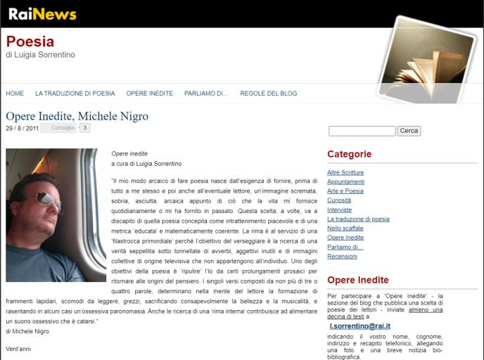 Poesia Rai News Michele Nigro